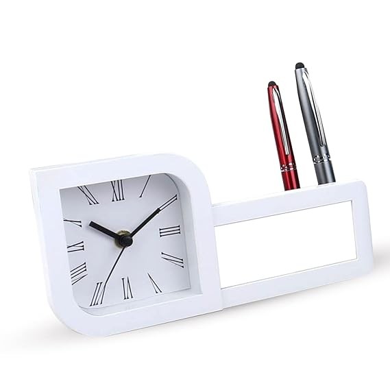 Ally Clock with pad and pen holder | Desktop Gift
